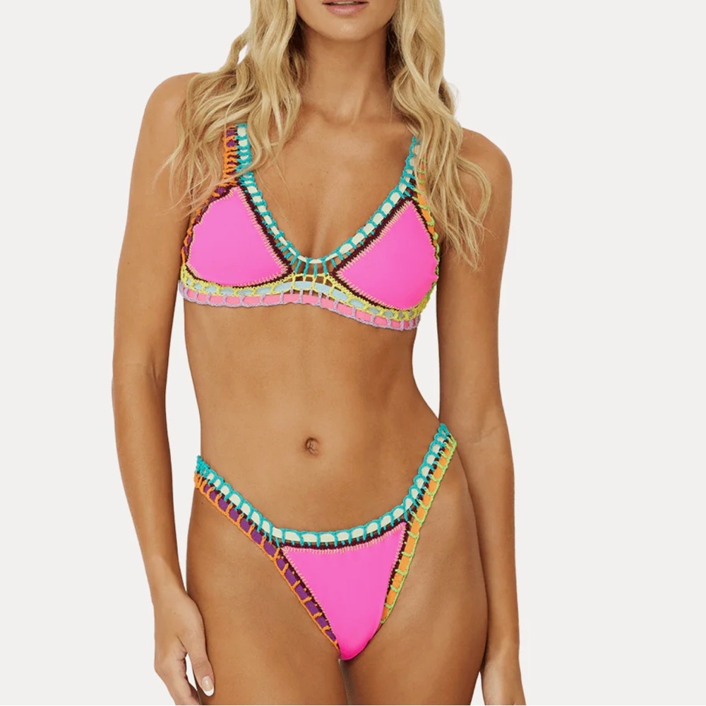 Ferrarini by PQ Açaí Pink Crochet Trim Bikini Set